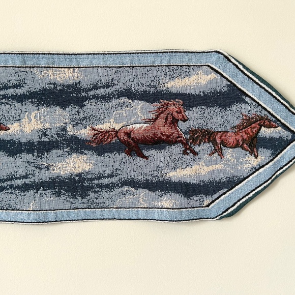 Vintage Running Horses Tapestry Table Runner 52" Long Western Table Topper - Picture 4 of 8